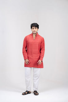Mula Maati Men’s Premium Short Kurta - Raspberry Wine