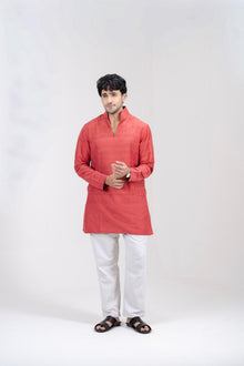 Mula Maati Men’s Premium Short Kurta - Raspberry Wine