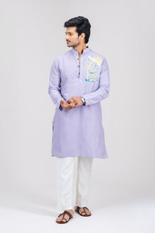 Mula Katha Men’s Premium Long Kurta - Lavender Purple