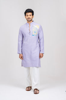 Mula Katha Men’s Premium Long Kurta - Lavender Purple