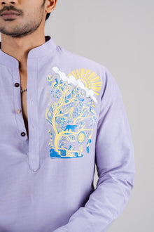 Mula Katha Men’s Premium Long Kurta - Lavender Purple