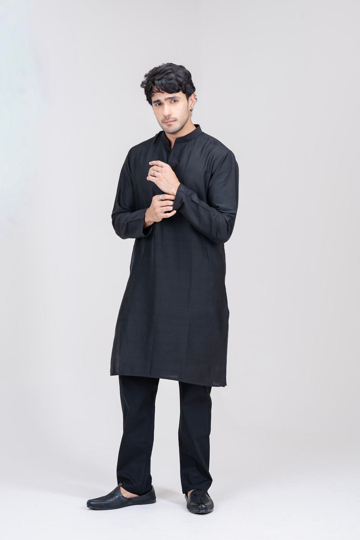 Mula Sthir Men’s Premium Long Kurta - Black