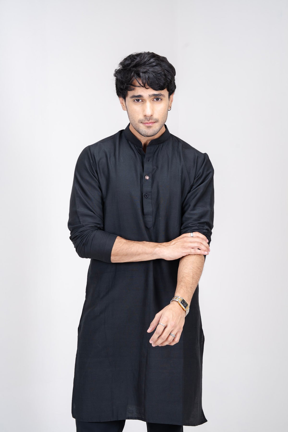 Mula Sthir Men’s Premium Long Kurta - Black