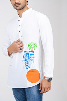 Mula Chitrkatha Men’s Premium Short Kurta - White