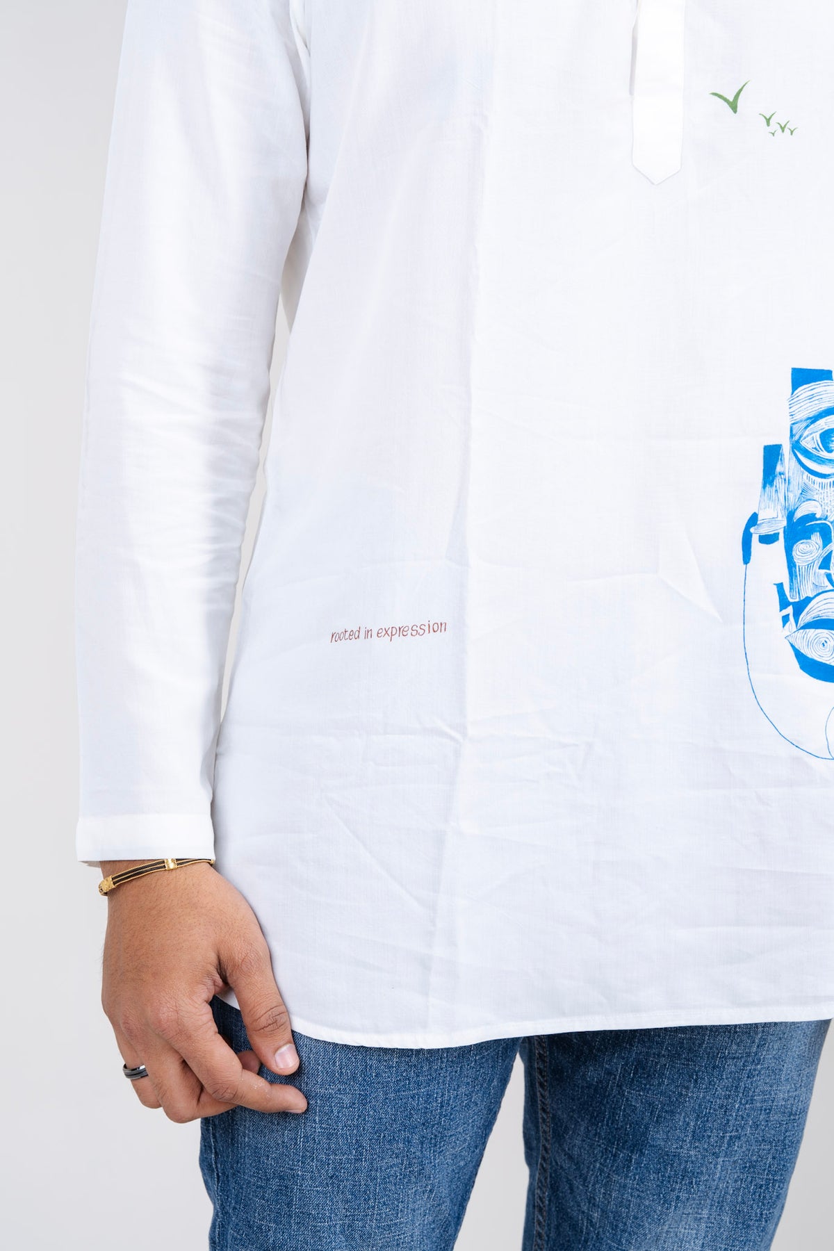 Mula Chitrkatha Men’s Premium Short Kurta - White