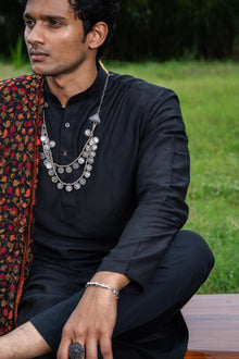 Mula Sthir Men’s Premium Long Kurta - Black