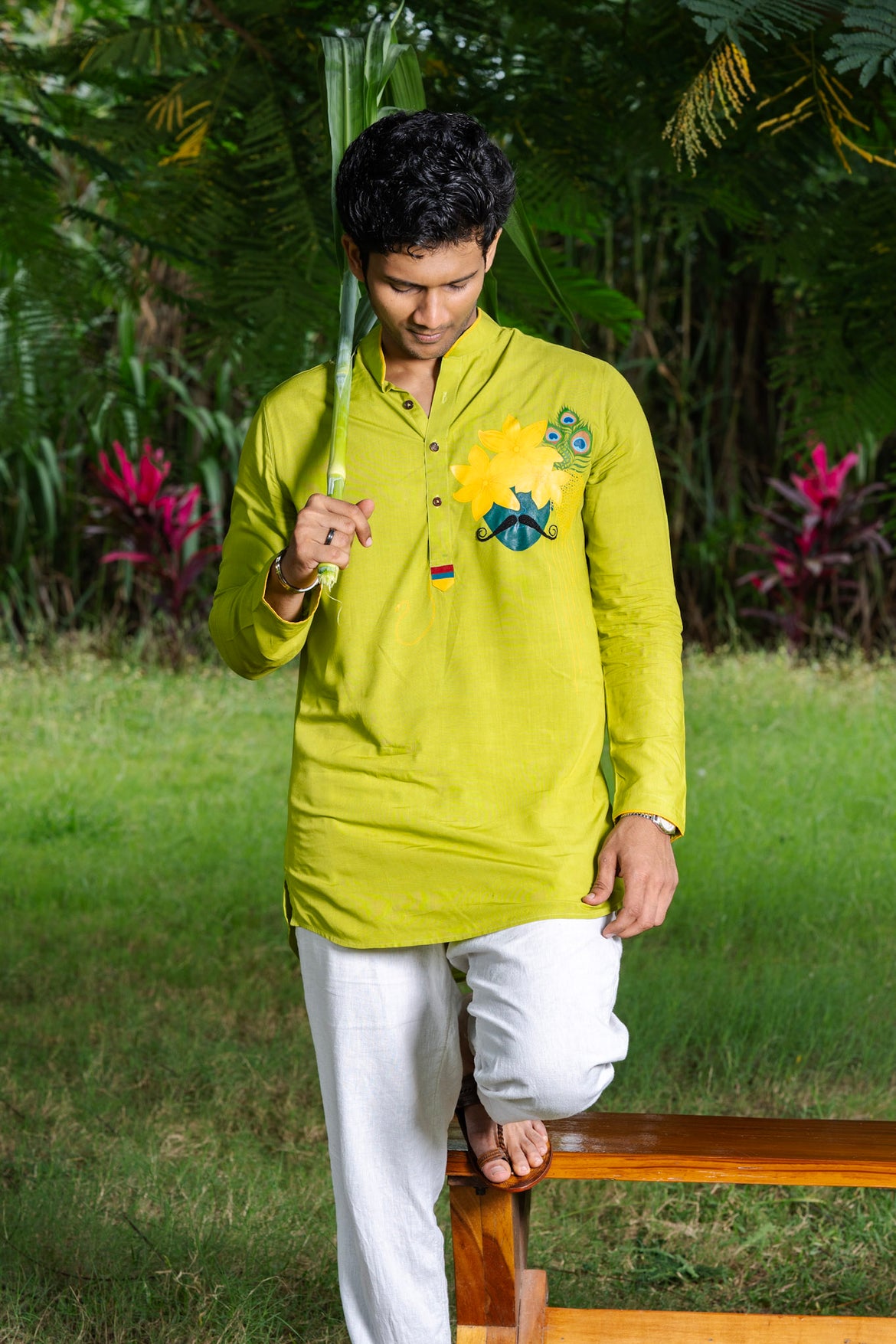 Mula Mayur Men’s Kurta - Lime Green