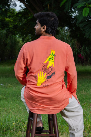 Mula Brahmand Men’s Kurta - Coral Red