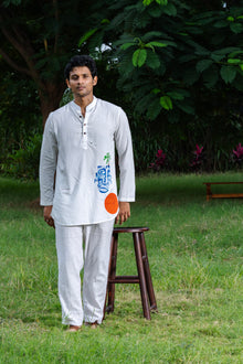 Mula Chitrkatha Men’s Premium Short Kurta - White