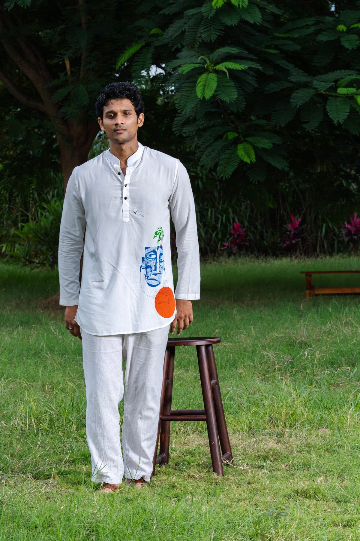 Mula Chitrkatha Men’s Premium Short Kurta - White