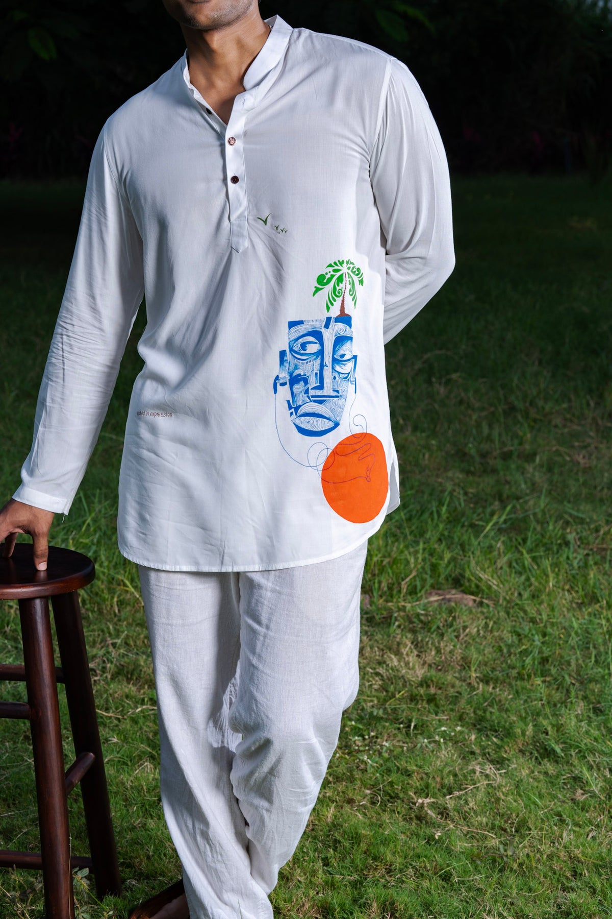 Mula Chitrkatha Men’s Premium Short Kurta - White